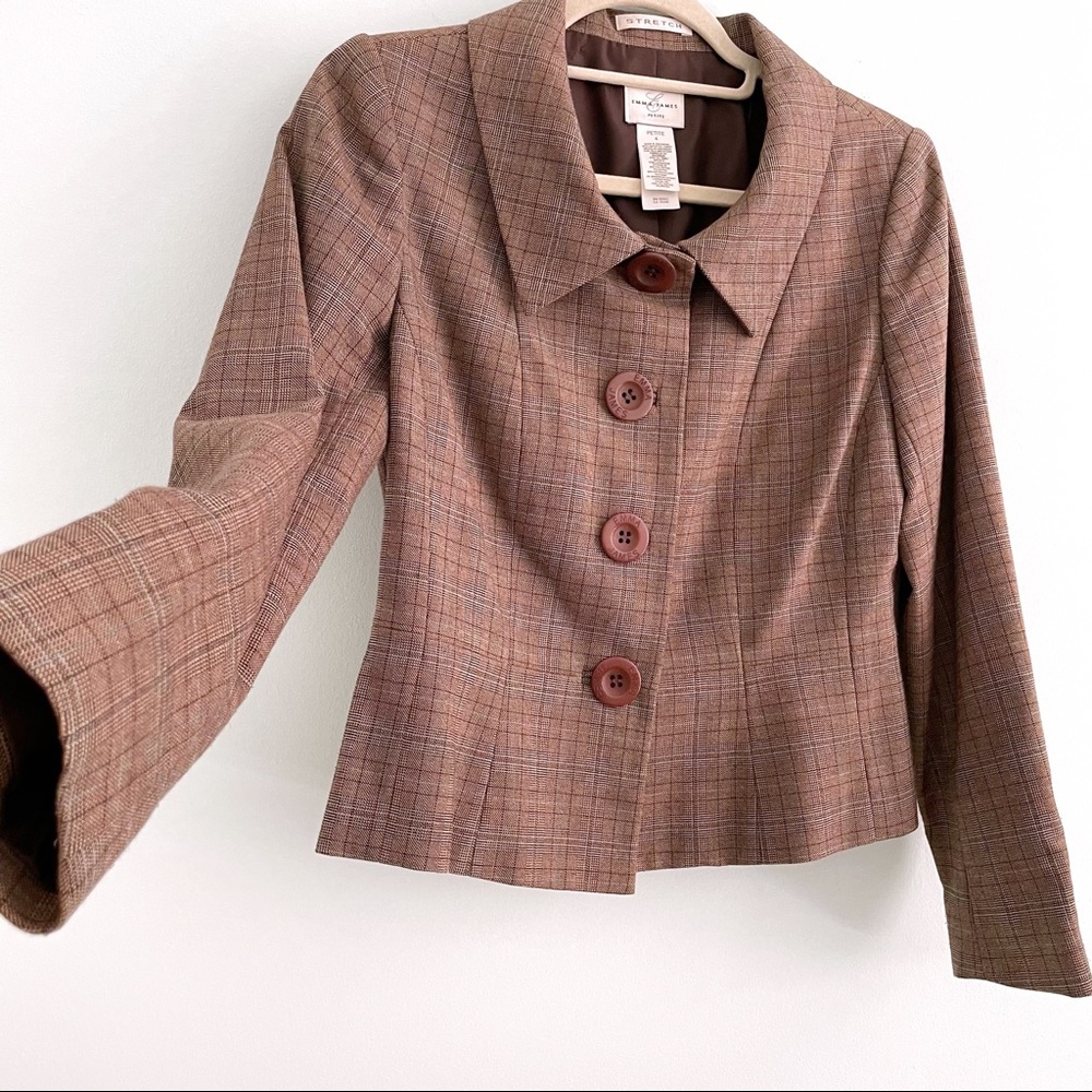 Fitted Petite Jacket with Large Buttons and Pleats for Office or Cool Fall Day